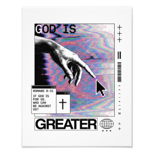 Foto Romanos 8:31 Mão de Deus Cyberpunk Glitch Art