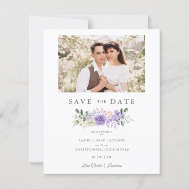 Foto Romântica Rosas de Formas Roxas Casamento de  (Frente)