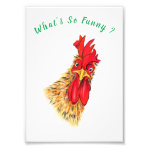 Foto Rooster Curioso Surpreendido - Texto Personalizado