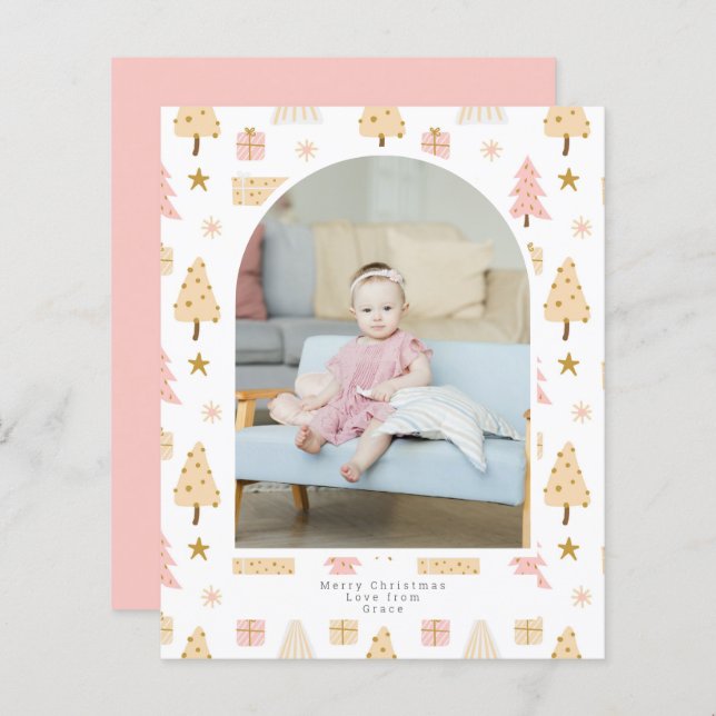 Foto rosa de árvore de Natal do BUDGET Personaliza (Frente/Verso)