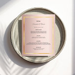 Foto rosa dourada do Menu Casado da nossa história<br><div class="desc">Na frente: Um elegante cartão de cardápio de boho boêmico. Personalize e adicione seus nomes, data e menu de casamento. Um quadro de ouro falso e um fundo metálico de rosa de ouro chic. Letras cinzas escuras coloridas. Volta: fundo rosa dourado colorido, sua foto e adicione sua história de amor,...</div>