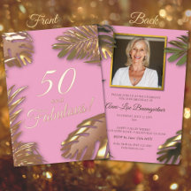 Foto rosa elegante 50º aniversário fabuloso Dourad