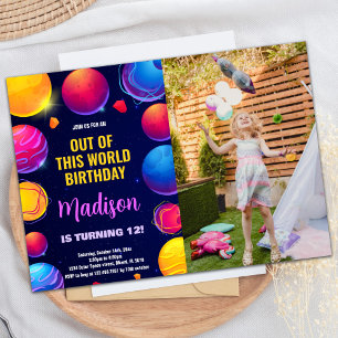 Foto rosa Púrpura do Espaço Exterior Convites de A