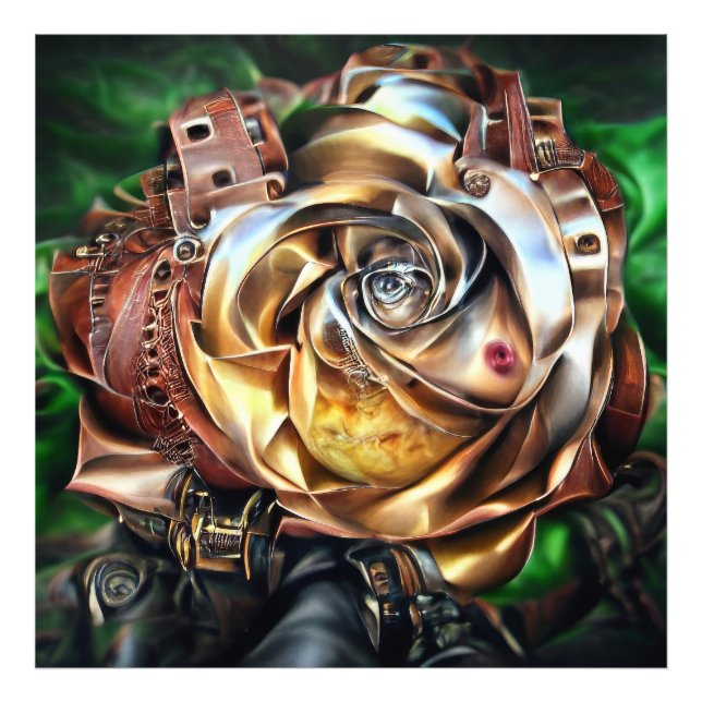 Foto Rosa Steampunk com Face Surreal - Flor Mecânico (Frente)