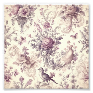 Foto Rosas Francesas Românticas Decoupage Pássaros
