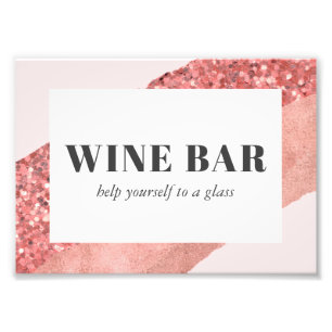 Foto Rose Gold, Blush & Sequin Bar de Vinho