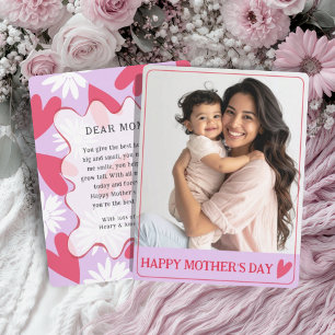 Foto roxa e vermelha do Dia das Mães feliz e fofa