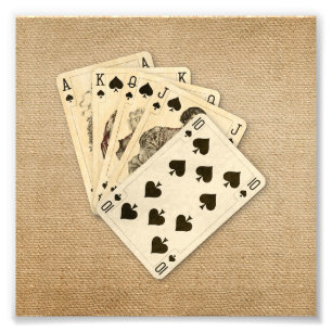 Foto Royal Flush Spades Vintage em Burlap