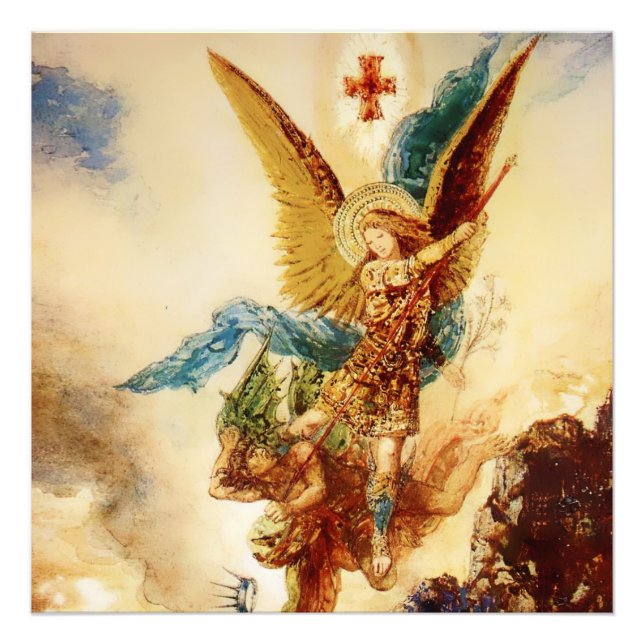 Foto "Rua Micheal Vanquishing Satã", por Gustave Moreau (Frente)