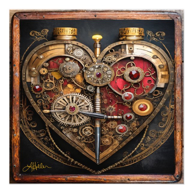Foto Rubis e Engrenagens Steampunk Coração Sombrio  (Frente)