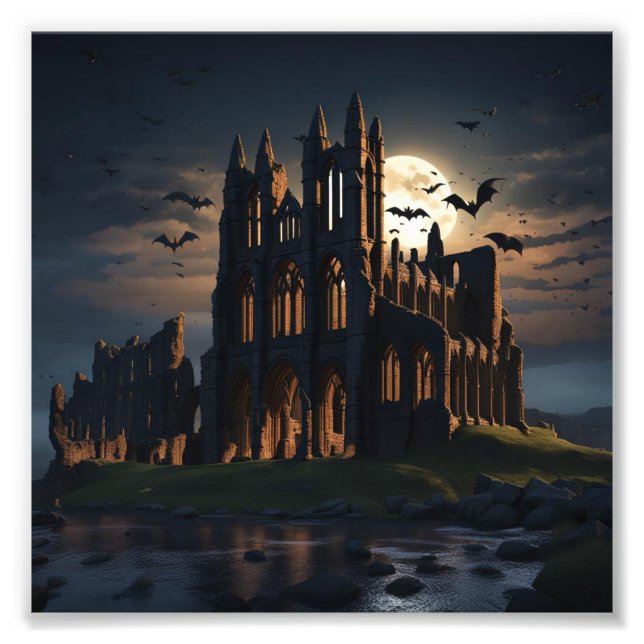 Foto Ruínas de Whitby Abbey à Noite com Bats (Frente)