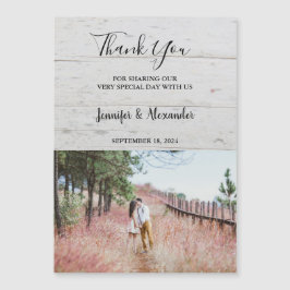 Foto russa de madeira Obrigado cartão de casamento