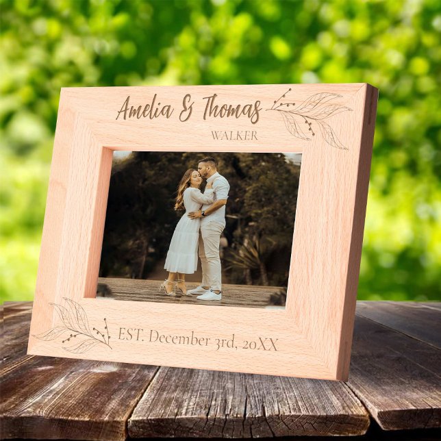 Foto russa para casamentos com Nomes (Rustic Photo frame for weddings with Names Engraved Frames)