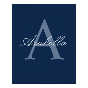 Foto Rustic Elegant Blue Personalised Monographic Name