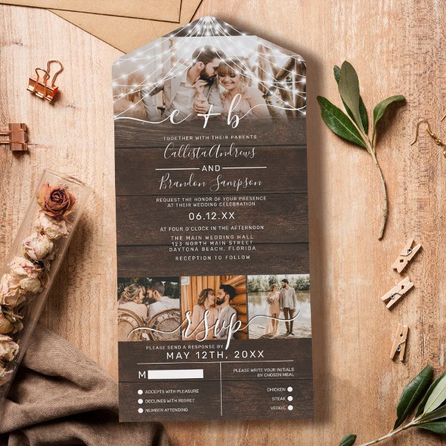 Foto Rustic Wood String Luzes de Casamento RSVP (Criador carregado)