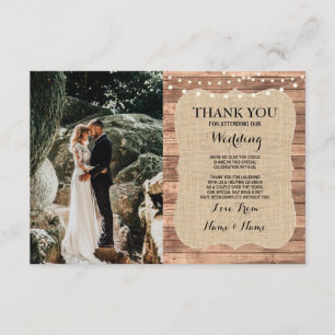 Foto Rústica De Cartões de agradecimentos De Casam