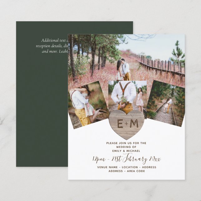 Foto Rústica do País: Casamento de Monograma de Co (Frente/Verso)