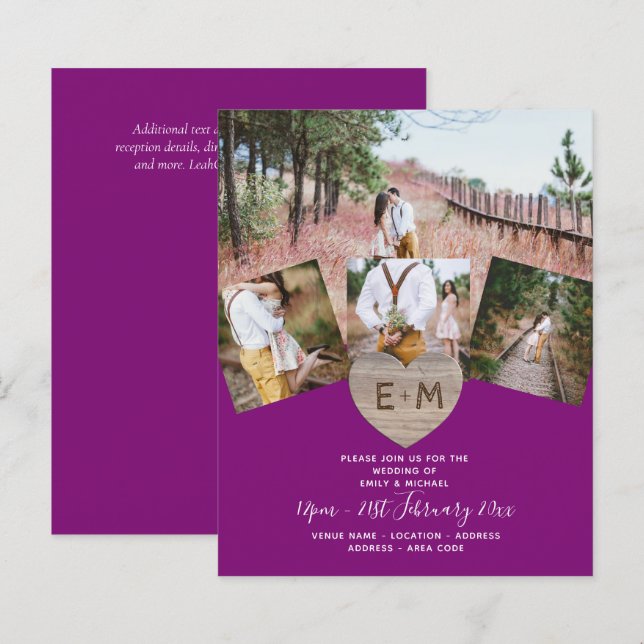 Foto Rústica do País: Casamento de Monograma de Co (Frente/Verso)