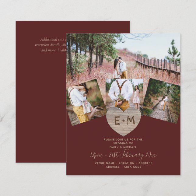 Foto Rústica do País: Casamento de Monograma de Co (Frente/Verso)