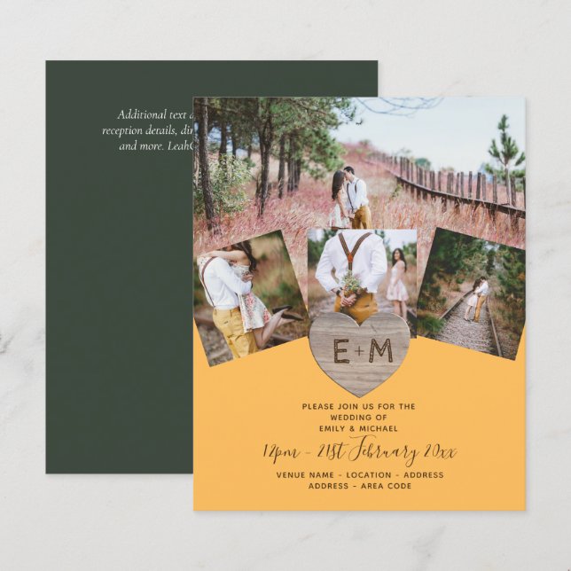 Foto Rústica do País: Casamento de Monograma de Co (Frente/Verso)