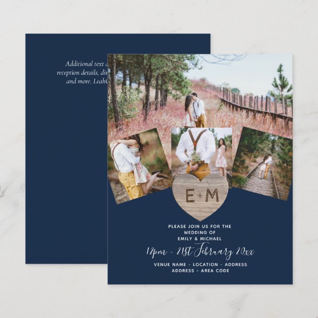 Foto Rústica do País: Casamento de Monograma de Co (Frente/Verso)