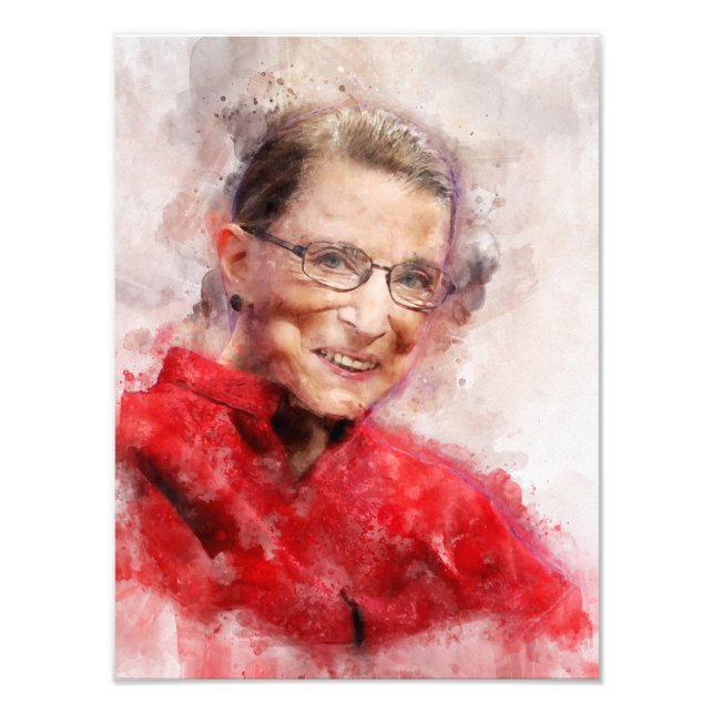 Foto Ruth Bader Ginsburg Smiling Watercolor Retrato R (Frente)