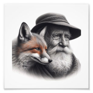 Foto Sabedoria e Selvagem: Homem Idoso com Arte Fox Wal