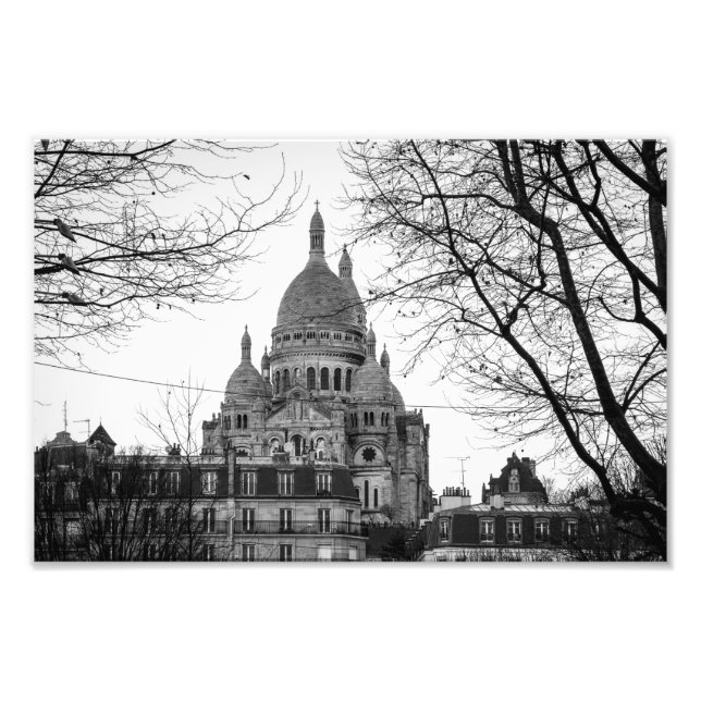Foto Sacre Coeur Paris Montmartre | Preto e branco - (Frente)