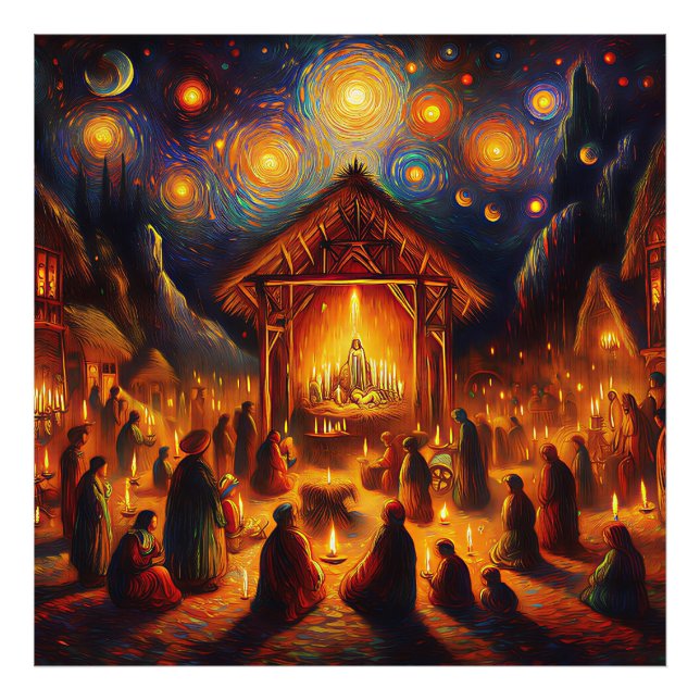 Foto Sacred Fire Beneath the Starry Night (Frente)