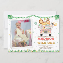 Foto Safari Convite de aniversário Wild one Girl