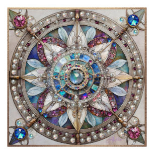 Foto Safiras Rosa e Azul Diamantes Pérolas Mandala