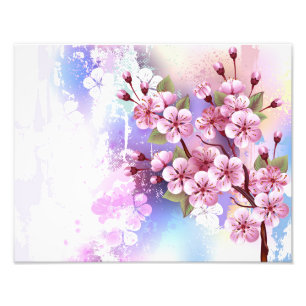 Foto Sakura rosa no fundo da pintura