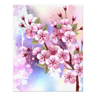 Foto Sakura rosa no fundo da pintura