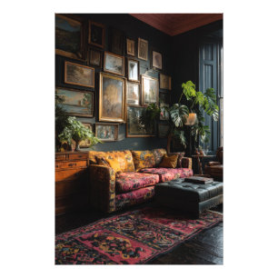 Foto Sala de Estar com Parede de Galeria Eclética e Tem