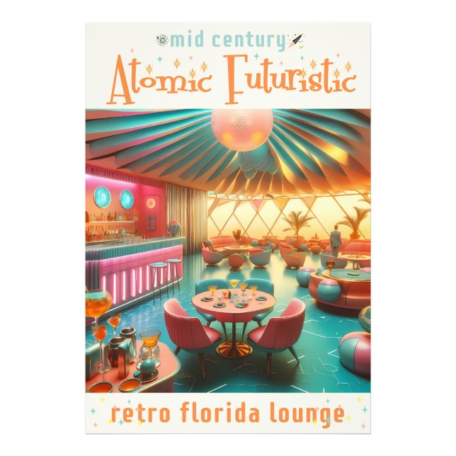Foto Sala de Estar Retro Futurista Atômico da Flórida (Frente)
