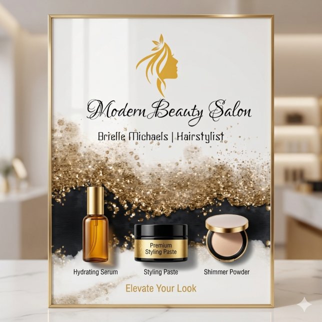 Foto Salão de cabeleireiro dourado e preto (Gold and black Hairstylist Salon )