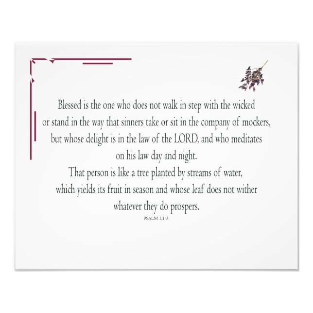 Foto Salmo 1:1-3, abençoado é aquele que, (Frente)