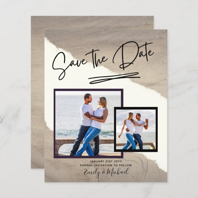 FOTO Salvar a data - Script manuscrito moderno (Frente/Verso)