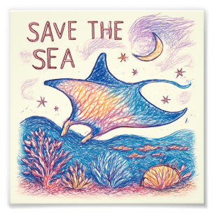 Foto Salve o Mar - Arte Oceânica a Lápis de Cor