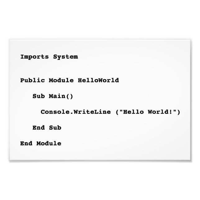 Foto Saudação Mundial do Visual Basic Hello (Frente)