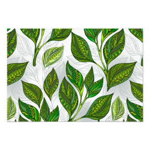 Foto Seamless Pattern with Green Tea Leaves