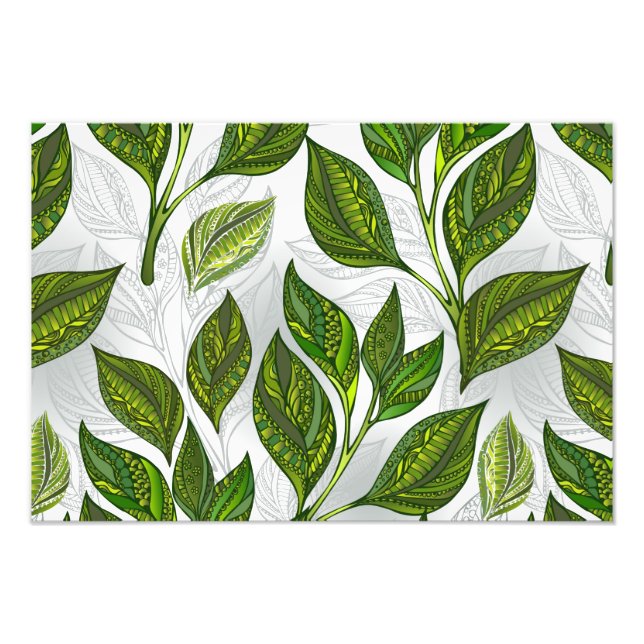 Foto Seamless Pattern with Green Tea Leaves (Frente)