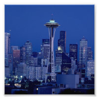 Seattle At Night Washington Centro Space Agulha