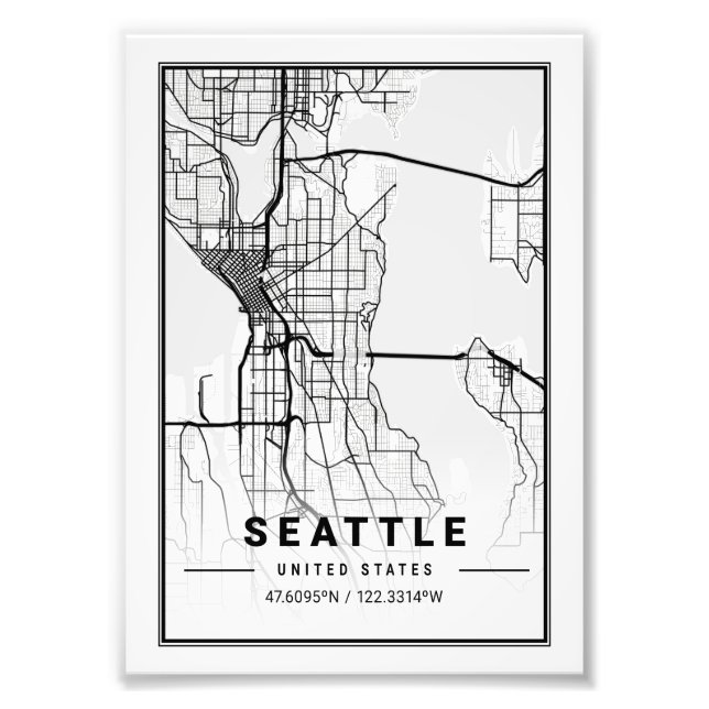 Foto Seattle - Estados Unidos Ligth City Map (Frente)