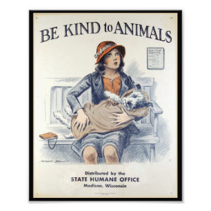 Foto Seja amável aos animais - poster vintage