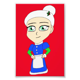 Foto Senhora Claus de terno azul Chibi