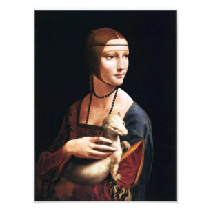 Foto Senhora de Leonardo da Vinci com um impressão da