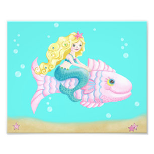 Foto Sereia bonito em um peixe cor-de-rosa