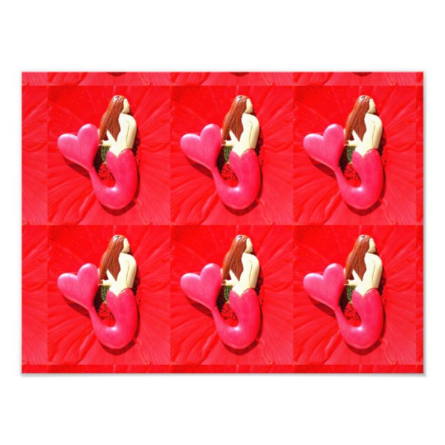 Foto sereia de cauda-do-coração ruiva (Frente)