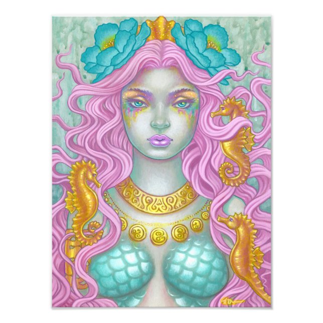 Foto Sereia e Três Cavalos do Mar Arte de Holly Durr (Frente)